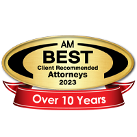 AM best client recommended attorneys 2023 | Over 10 years  Badge